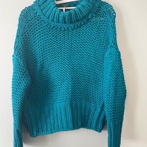 Free People Turquoise Chunky Sweater
